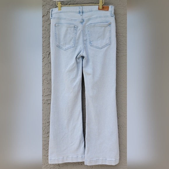 7 For All Mankind Tailorless Dojo Jeans 31 Light Wash Wide Leg Flare - Picture 15 of 16